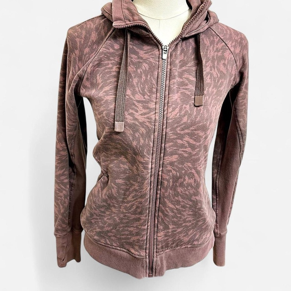 Athleta purple zebra pattern jacket gray activewear athletic sweatshirt hoodie